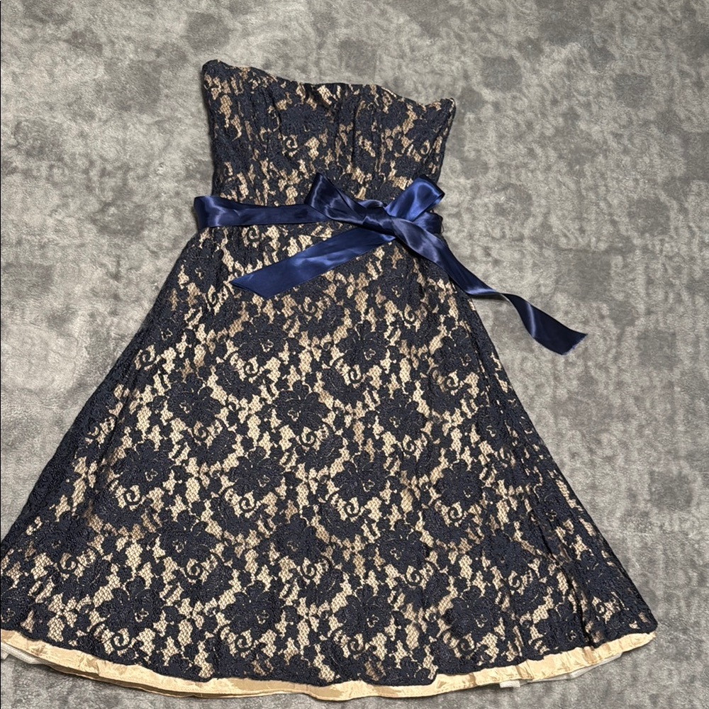 Elegant Lace Dress with Satin Bow